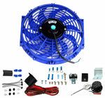 12" Universal Radiator Cooling 2000RPM Fan BLUE + 30in Thermostat Control Relay