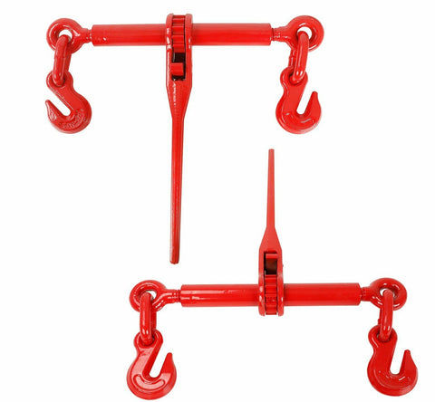 2PCS 5/16"-3/8" Ratchet Chain Load Binders Flatbed Trailers Tie Down Red