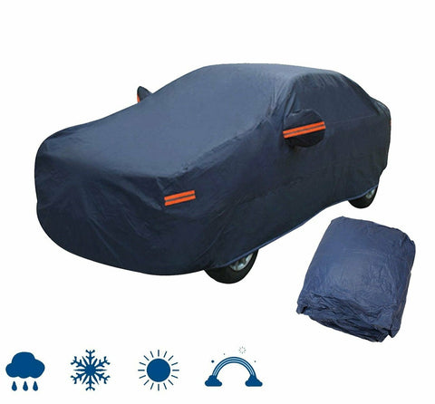 Full Car Cover Outdoor All Weather Protection Sun Rain UV Snow Resistant Blue