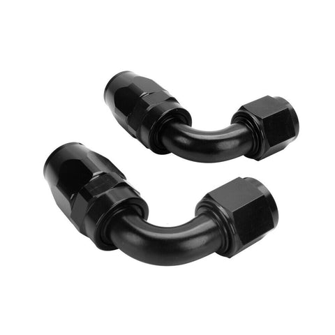 2Pcs Universal 90° AN10 10AN Swivel Hose End Fitting Adaptor Oil Fuel Line Black