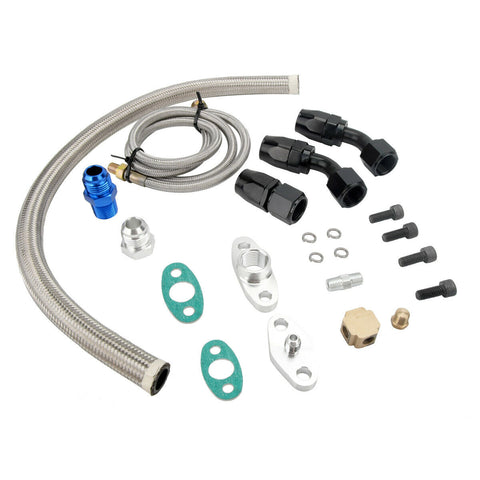 TURBO CHARGER STAINLESS STEEL 40" 1/8 OIL FEED+21" 10AN RETURN DRAIN LINE KIT