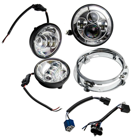 Aftermarket 7inch LED Headlight Pair 4.5inch Fog Passing Light Sets For Harley