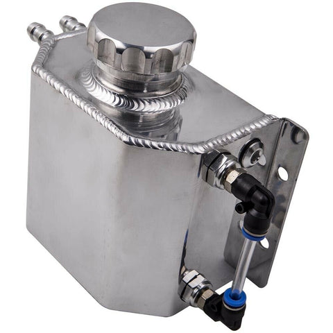 Universal Aluminum 1000ml Coolant Radiator Overflow Recovery Oil Tank Bottle+Cap