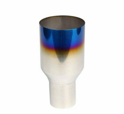 2.5"In 4"Out Polished Stainless Blue Burnt Exhaust Single Layer Straight Tip