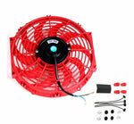 Universal Slim Push Pull Electric Radiator Cooling 12 inch 12V Fan Mount Kit RED