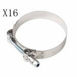 16pcs 3.5" Stainless Steel T Bolt Clamp Turbo Intake 3-1/2" Silicone Hose Clamp