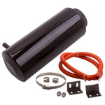 Black 800mL Aluminum Cylinder Radiator Coolant Catch Tank Overflow Reservoir Set