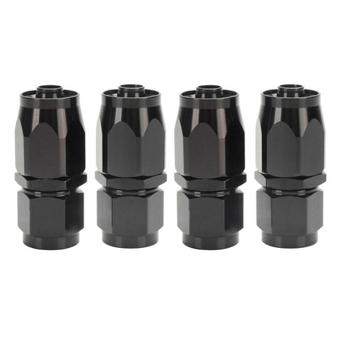 HIwowsport 4PCs 6AN AN6 -6AN BLACK STRAIGHT SWIVEL FUEL OIL HOSE END FITTINGS