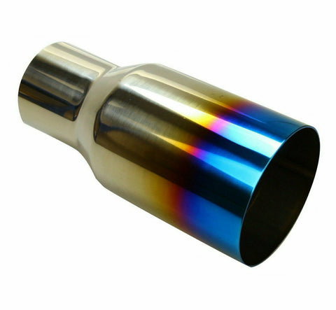 2.5"In 3.5"Out Polished Stainless Steel Blue Burnt Exhaust Single Layer Tip