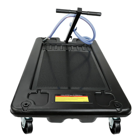 Low Profile Oil Drain Pan 17 Gallon Portable With Electric Pump And 8' Hose