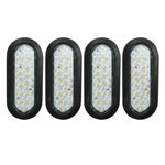 4x 6" Oval White 24 LED Reverse Backup Trailer Truck Tail Light Grommet Plug 12V