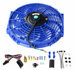 12" BLUE Electric Radiator Engine Cooling Fan& 3/8" Thermostat Relay Wire Kit