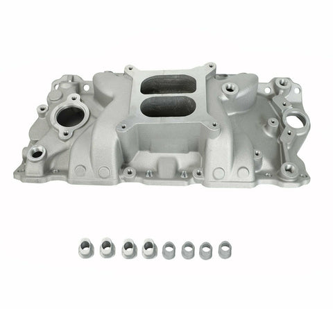 Aluminum Intake Manifold, Satin For Small Block Chevy SBC 305 327 350 400