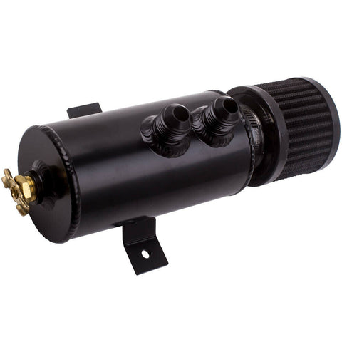 Oil Catch Tank Can 0.75L AN10 + Breather Filter Baffled Polished Aluminium 750ml