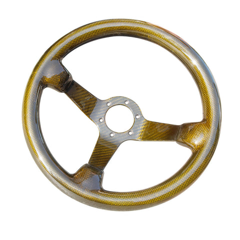 Hiwowsport 350mm Genuine Real Carbon Fiber Racing Steering Wheel 6 Bolt Yellow