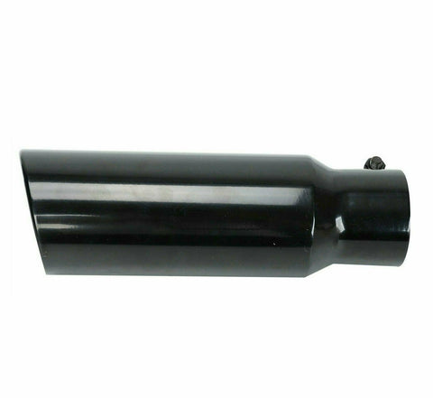 3" Inlet 4" Outlet 12" Long Diesel Exhaust Tip Stainless Steel Angle Cut Black