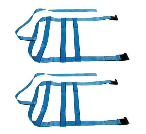 Heavy Duty 2PC BLUE Car Tire Tow Dolly Straps Basket Tie Down Strap w/ Flat Hook