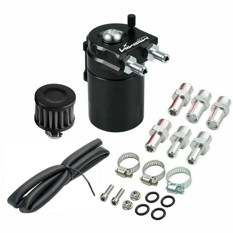 Oil Catch Can Kit Reservoir Baffled Tank with Breather Filter Universal Aluminum