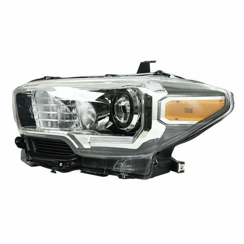 Projector Chrome Headlight Left Driver w/LED DRL For 16-20 Toyota Tacoma Black