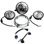 7" Black LED Headlamp Headlight + 4.5inch Passing Lights Replacement For Harley