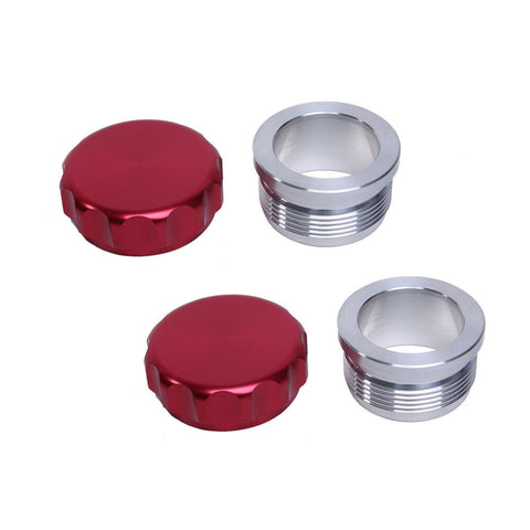 2pc 1.5'' Aluminum Alloy Weld On Filler Neck And Cap Oil Fuel Water Tank Red