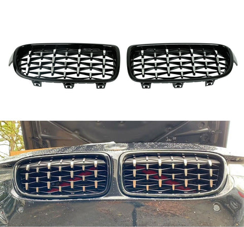 Gloss Black Front Kidney Grille Grills for 2012-2018 BMW F30 328i 335i New Style