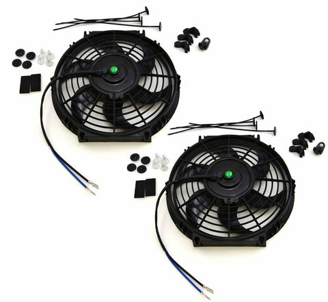 2X 10" inch Universal Slim Fan Push Pull Electric Radiator Cooling 12V Mount Kit