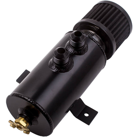 Oil Catch Can w/ Chrome Breather Filter 10AN Aluminum Front Ports Bracket 750mL