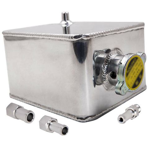 New 2.5L Polished Universal Aluminum Coolant Radiator Overflow Water Tank 2500mL
