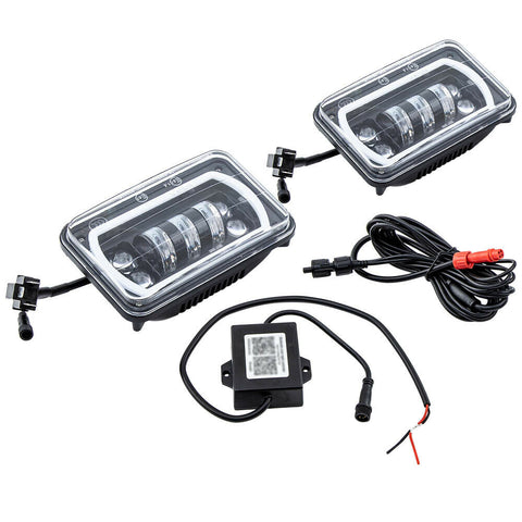 2pcs 4X6" inch RGB LED Headlights H4 with Bulbs Hi-Lo Beam Headlamp