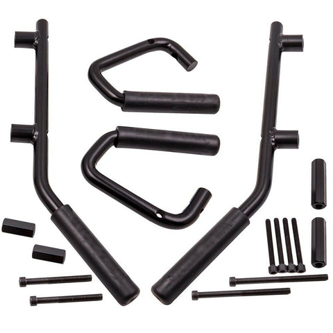 4x Black Front & Rear Steel Grab Bar Handles Kit for Jeep Wrangler JK 2007-2018