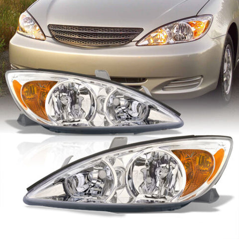 Chrome Amber Driving Head Lights Lamps Assembly Lh Rh For 2002-2004 Toyota Camry