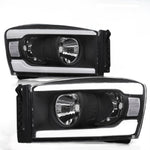 Black Driving Led Tube Head Lights Lamp For 2006-2009 Dodge Ram 1500 2500 3500