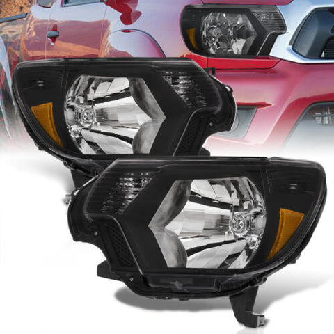 Black Amber Oe Style Head Lights Lamps Assembly Set For 2012-2015 Toyota Tacoma