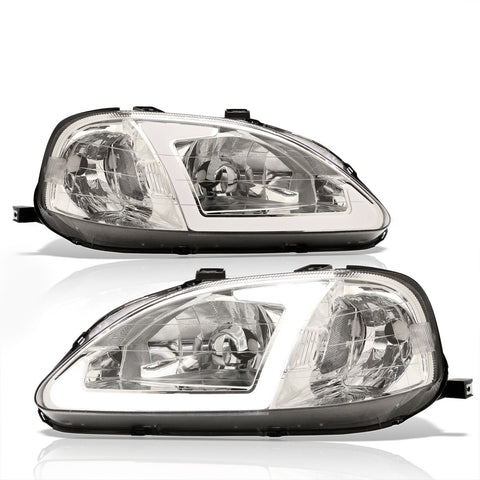 Clear Oe Style Led Drl Head Lights Lamps Left+Right For 1999-2000 Honda Civic Ek