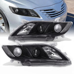 Black Clear Replacement Headlights Lamps Lh + Rh Pair For 2007-2009 Toyota Camry